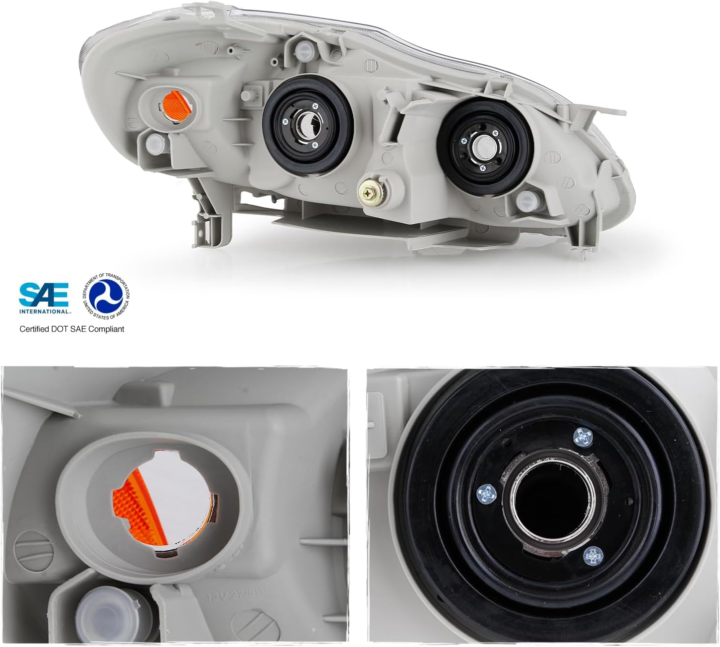 AKKON - For Toyota Corolla OE Replacement Black Headlights Driver/Passenger Head Lamps