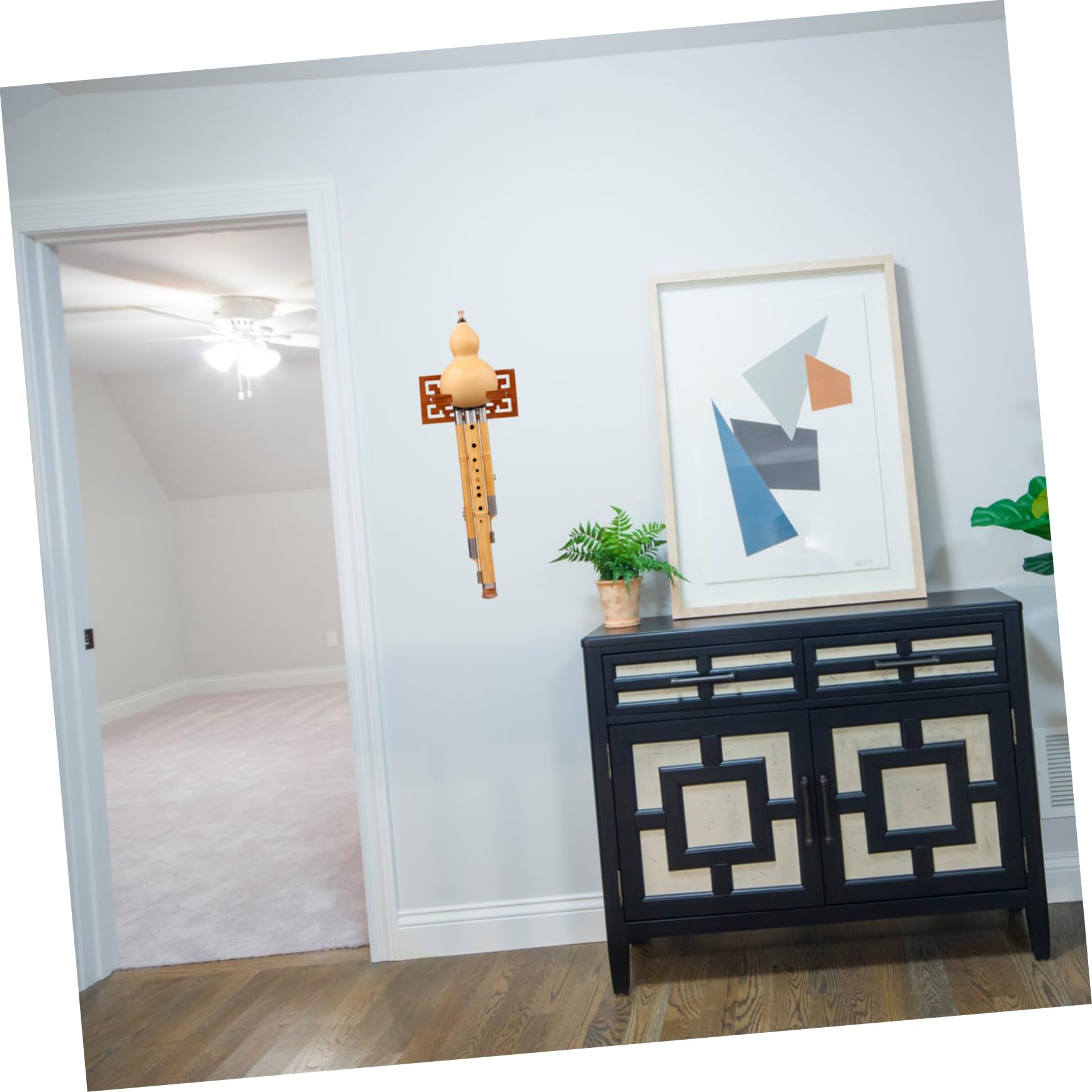 QUMIIRITY Flute Holder Wall-mounted Instrument Rack Wooden Cucurbit Flute Display Easy Install
