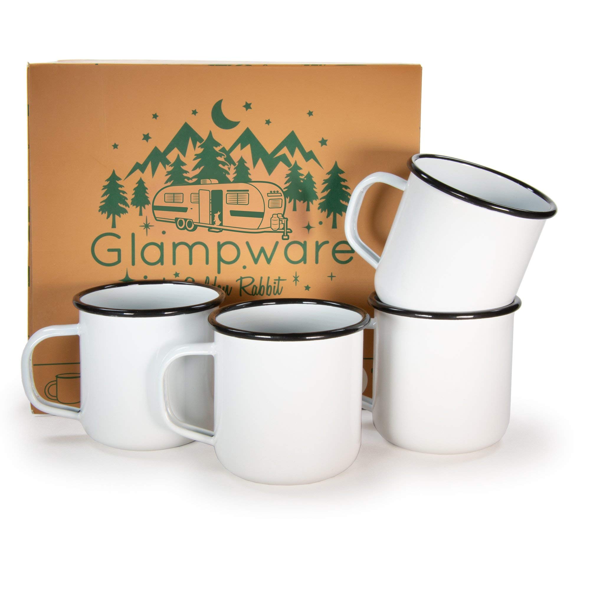 Golden RabbitGlampware - Set of Mugs - White with Black Trim