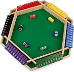 1-4 Players Shut The Box Dice Game, 10 Numbers Traditional Wooden Board Game,Math Skills Game,Family Classics Tabletop Version Games for Classroom, Party