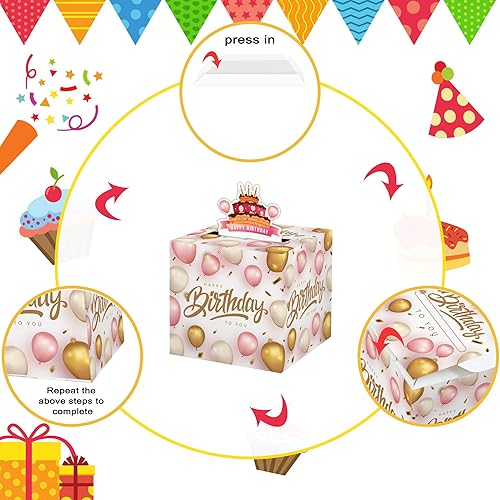 Miniatura 7 de Caja de dinero de feliz cumpleaños para regalo en efectivo, incluye tarjeta de feliz cumpleaños y 35 bolsas transparentes, divertido regalo de