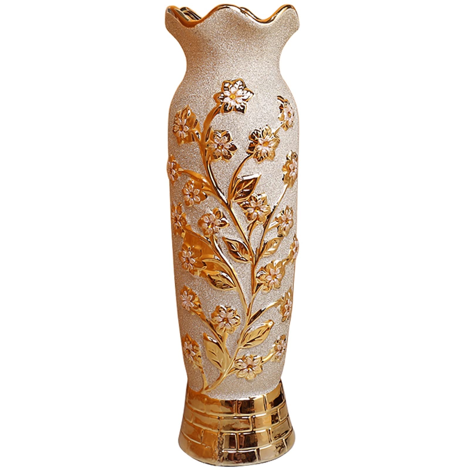 SnamicE Ceramic Vase,Decorative Large Vases,floor vases,Vases Golden large floor vase,Ceramic vase,Decorative Tall Flower Holder for Modern Rustic Farmhouse, for Wedding,Gold-18x61cm