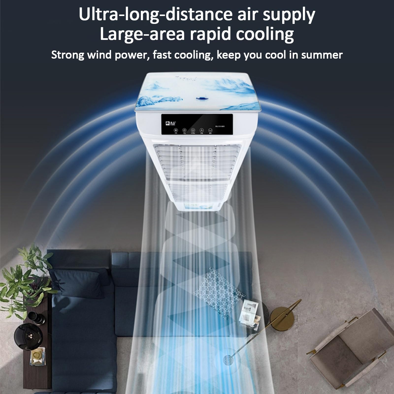 Refroidisseur d'air Portable pour la Maison avec 4 glacières – Refroidisseur d'air 3 en 1, 3 Vitesses, réservoir d'eau roulettes de 40 L, Ventilateur de climatiseur sans fenêtre (Couleur