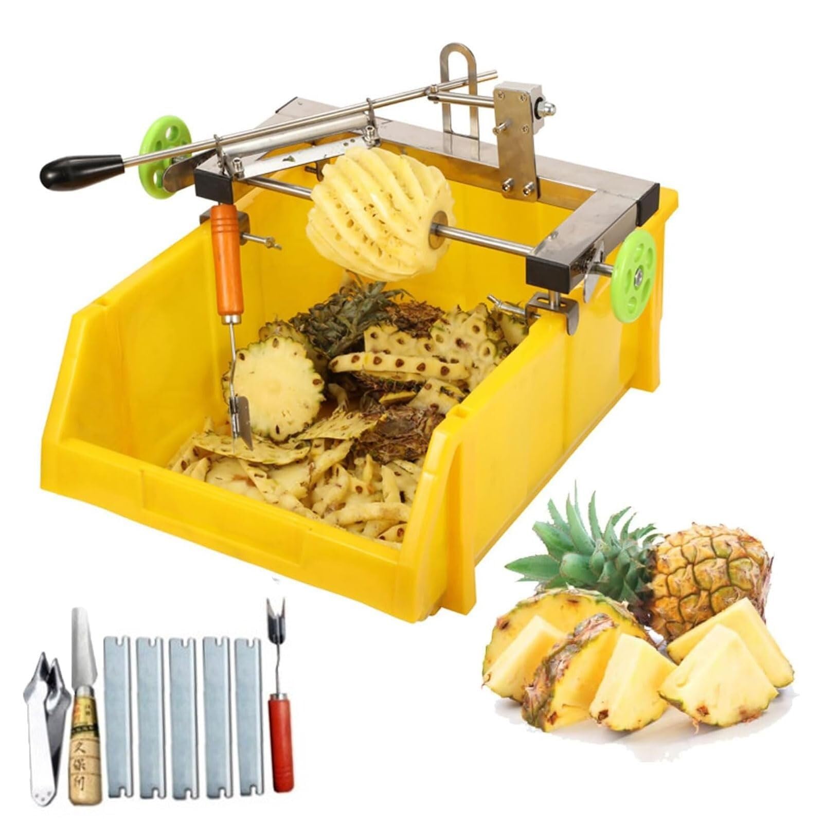 Robuster Ananasschäler, Edelstahl, kommerzieller Obstschäler mit scharfer Klinge, verstellbar für Ananas 30–36 cm, ideal für Küche oder Restaurant