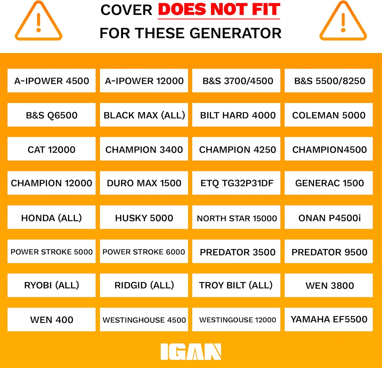 IGAN Generator Covers While Running Pro-Max for most 3500w-12000w Generators - Ultra Heavy Duty Generator Covers for Outside with Windproof Kit - Portable Waterproof Generator Cover, Black