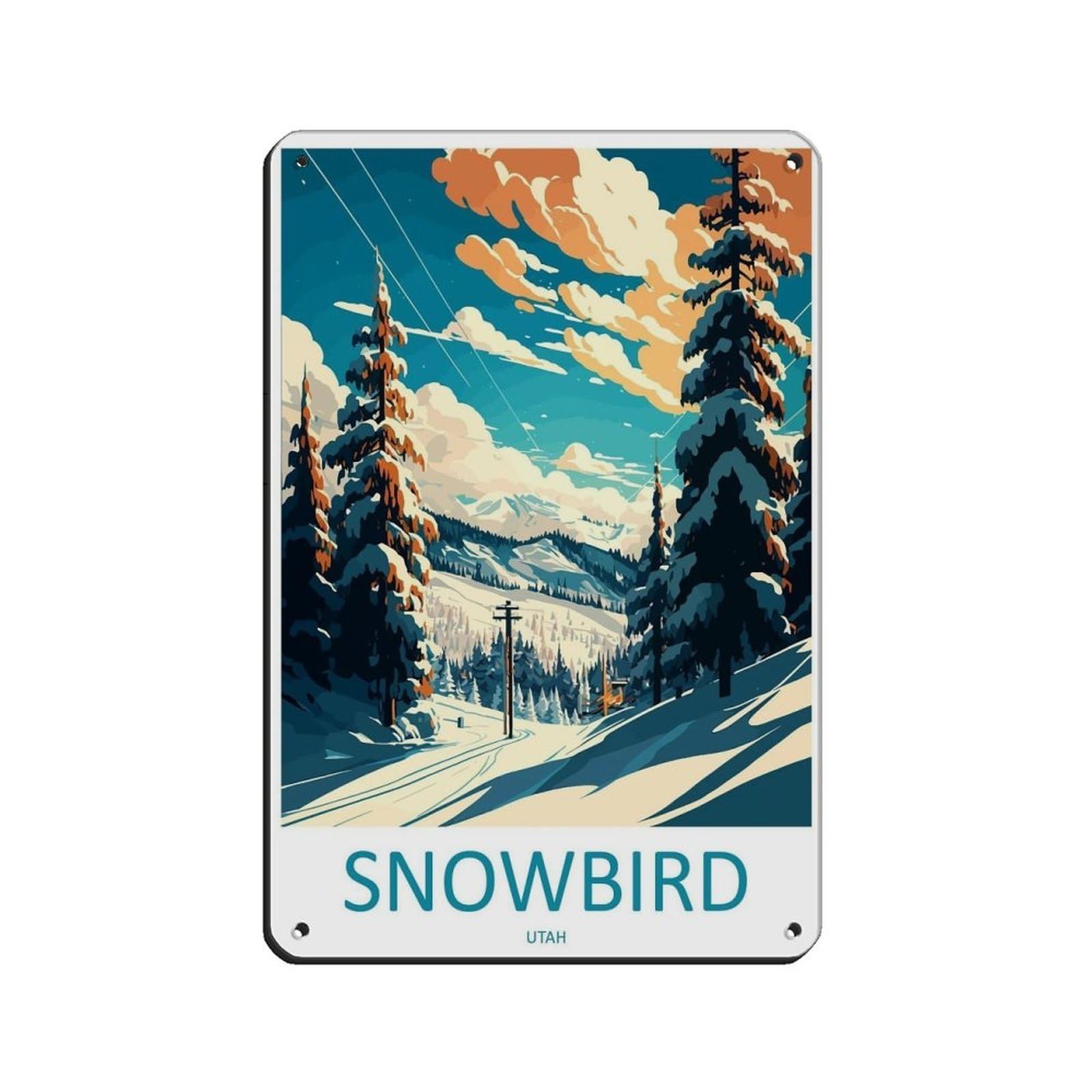 Snowbird Travel Art Ski Art Lover Gift (3) Retro Poster Metal Tin Sign Chic Art Retro Iron Painting Bar People Cave Cafe Family Garage Poster Wall Decoration 8x12inch(20x30cm)