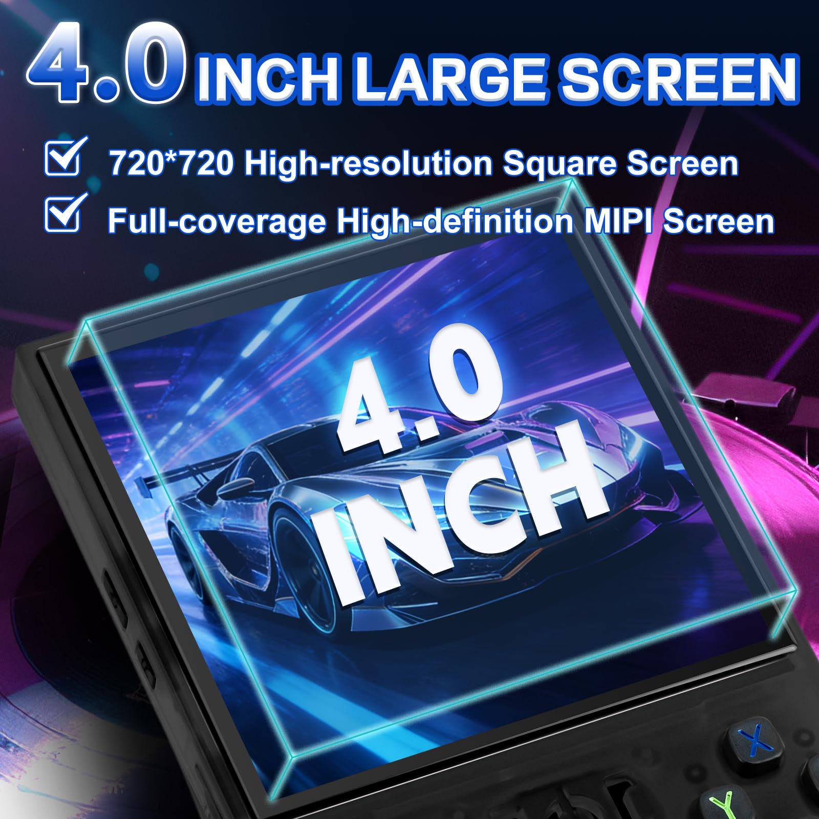 R36MAX Retro Video Game Console - Portable Console with 4.0-Inch HD Screen,128G TF Card,Support 22000+Classic Games,Open Source System,4000mAh Battery,Birthday Gift for Adults-Black — view 3