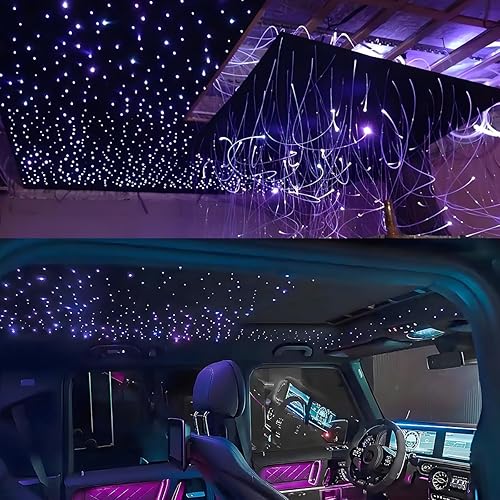 Miniatura 5 de AKEPO Luces de fibra óptica parpadeantes RGBW APP de 16 W, activadas por música, tamaño pequeño, 450 unidades, 0.03 pulgadas, 9.8 pies, kit de luces