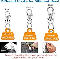 Vista 3 de YHYZ Llavero Anillos de Cadena de Llaves Clips Giratorios a Granel, Ganchos Giratorios con Cordón (Pequeño X 4pcs, Mediano X 4pcs, Grande X 4pcs) +