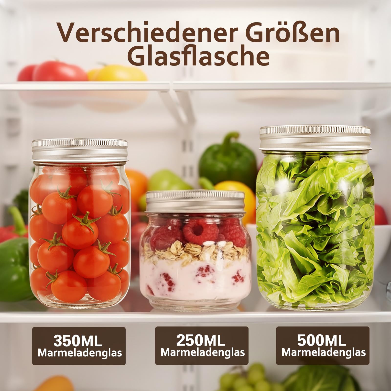 Artist Hand Einmachgläser 36er Set, Marmeladengläser 500 ml | Mit zweiteiligem Schraubdeckel, Etiketten und Reinigungsbürste, Gläser für Honig, Pesto, Overnight Oats und Vorräte