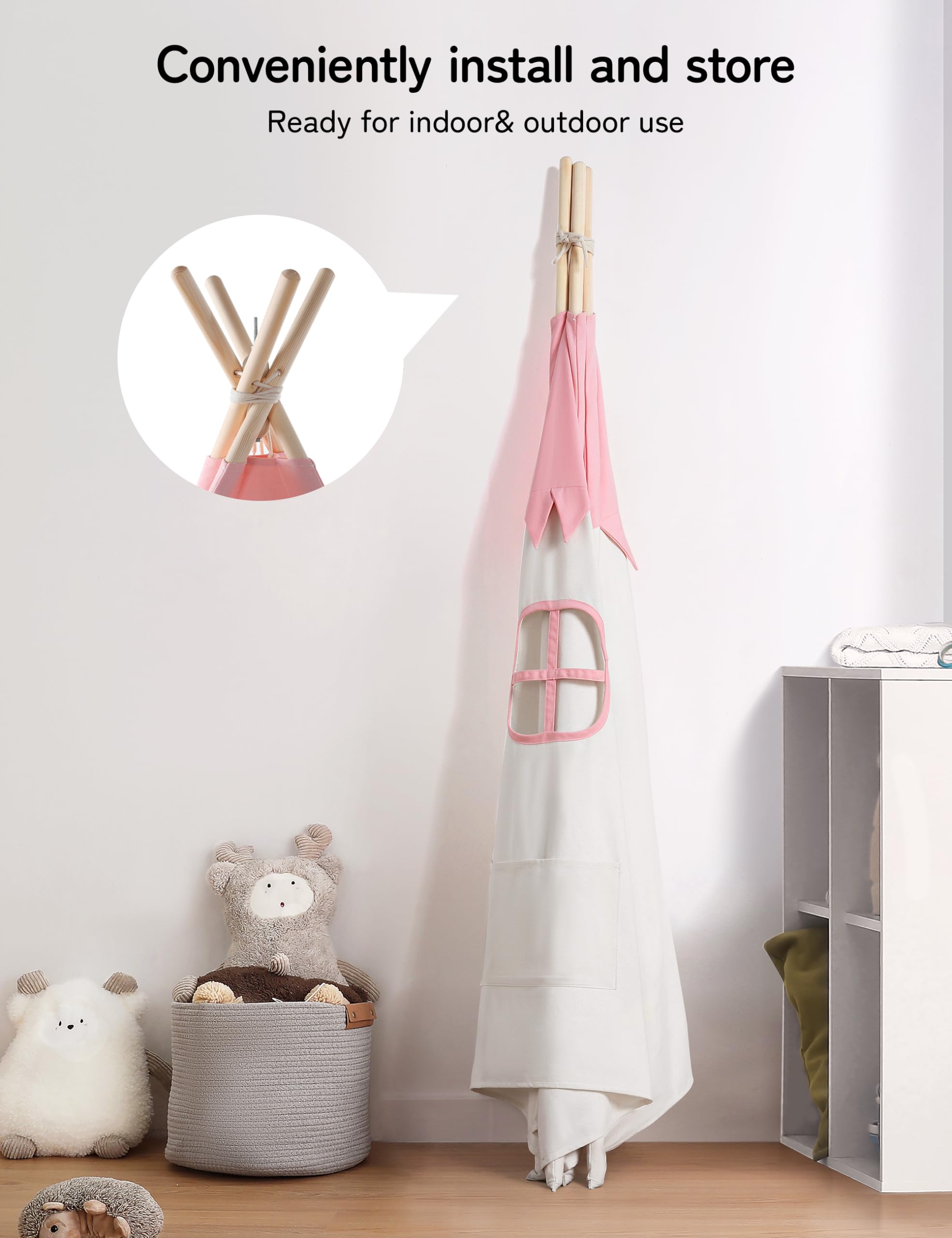 besrey tenda per bambini con tappeto imbottito (Rosa e bianco)