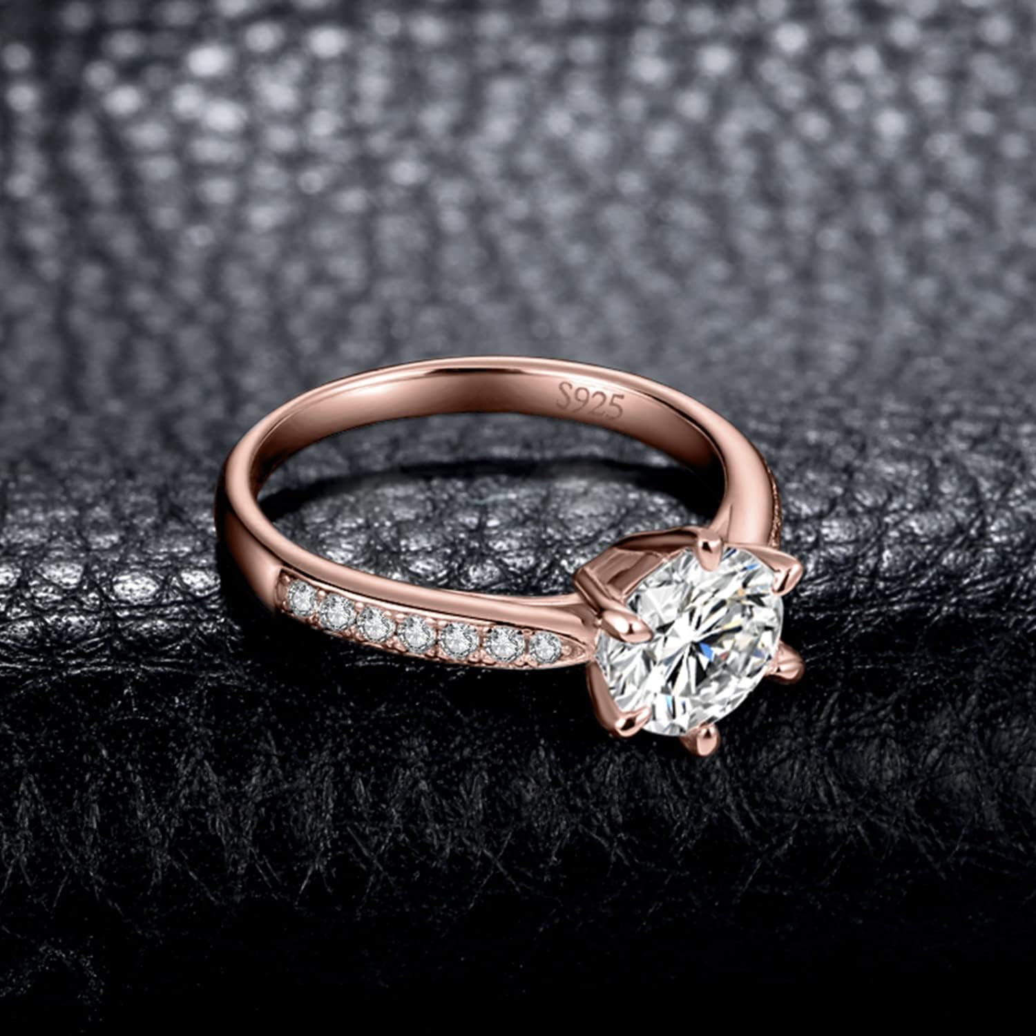 JewelryPalace Classic 1ct 2ct 3ct Cubic Zirconia Solitaire Engagement Rings for Women, 925 Sterling Silver Promise Ring for Her, Round Cut Simulated Diamond Anniversary Wedding Rings Size 4-12