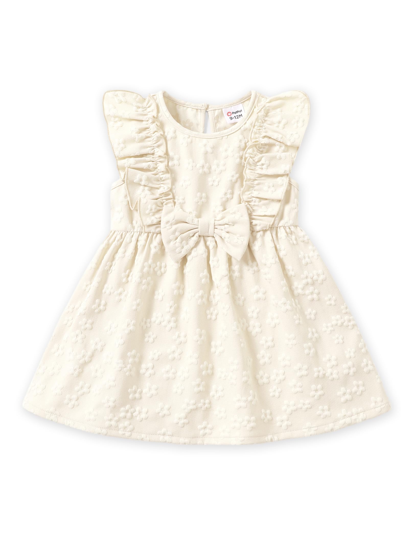 PATPAT Toddler Baby Girls Summer Dresses Spring Clothes Flower Sundress Ruffle Sleeve Bowknot 3-24 Months