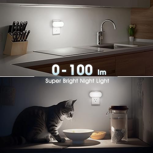 Miniatura 21 de DORESshop Luz nocturna roja, encendido/apagado automático, brillo ajustable de 0-100 lúmenes, enchufe regulable en la pared con sensor de luz