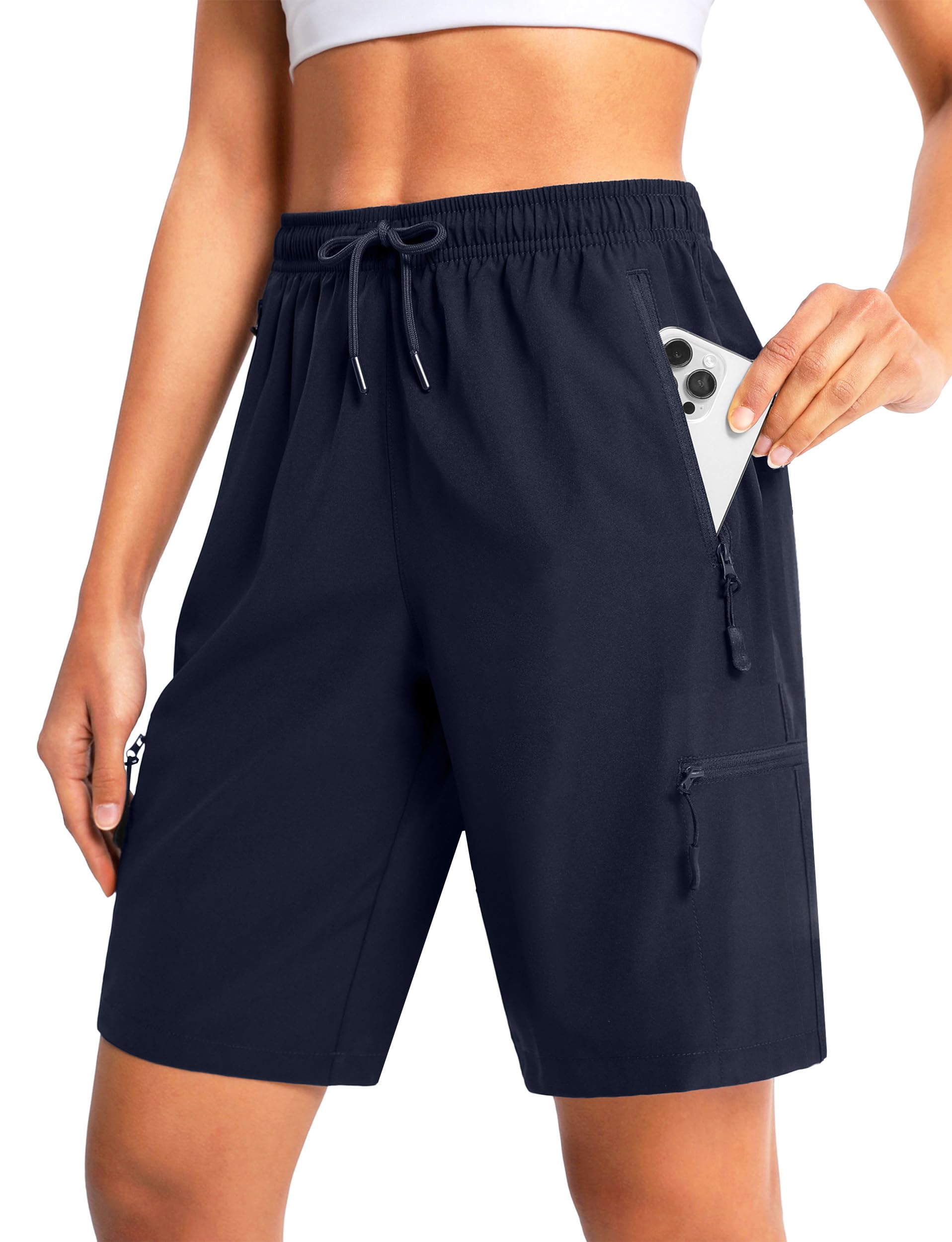Women's 9" Hiking Shorts Lightweight Stretch Quick Dry Athletic Casual Bermuda Shorts for Women-image-48