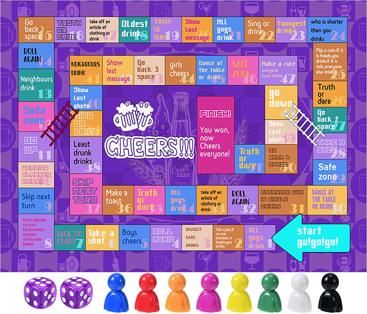 VIBNRIX Drinking Games for Adults, PU Leather Waterproof Board Game, Fun Girls Night Party Games, Bachelorette and Graduation Gift, 2-8 Players