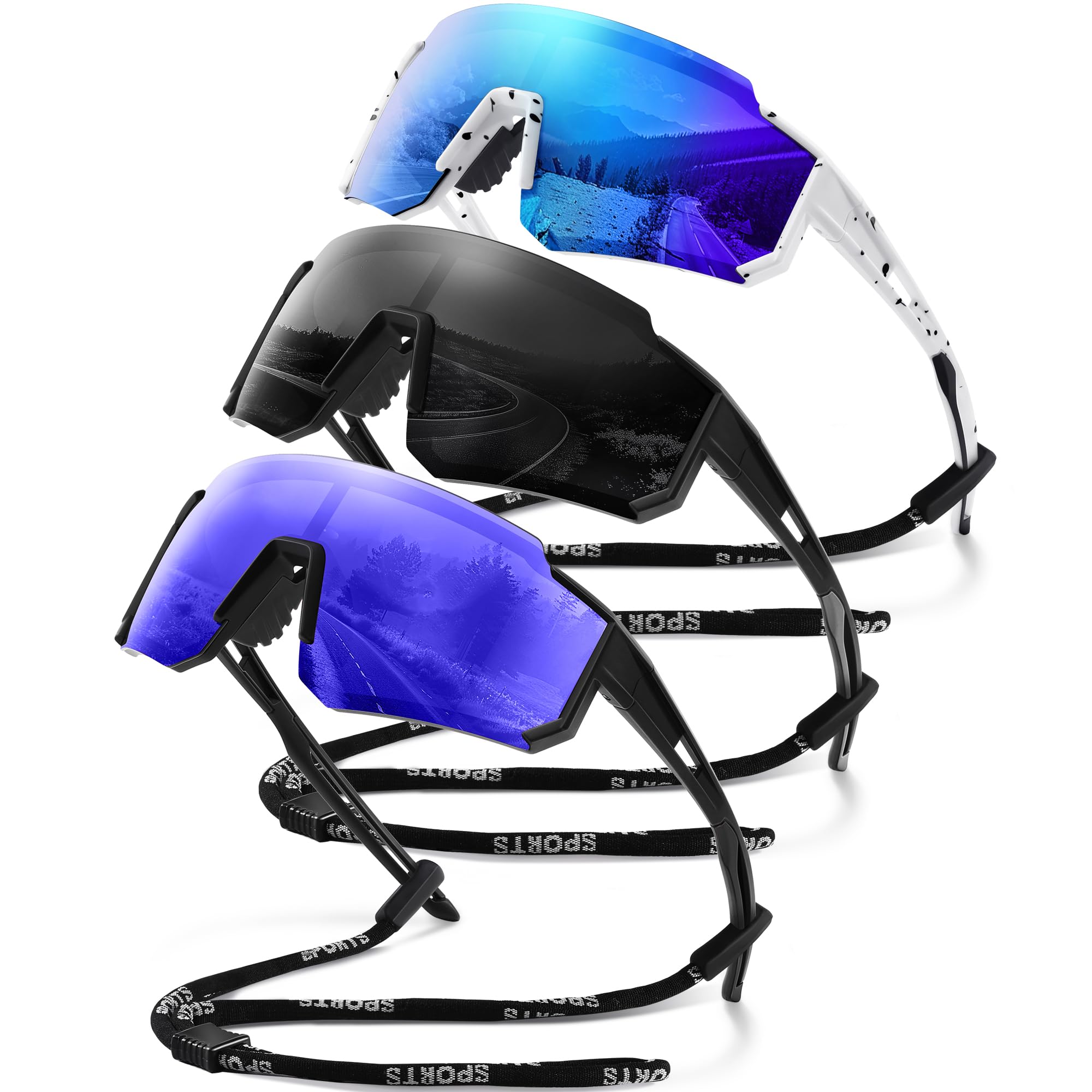 gesruny Polarized Sport Sunglasses for Men and Women, Lightweight TR90 Sun Glasses with UV Protection for Cycling Running