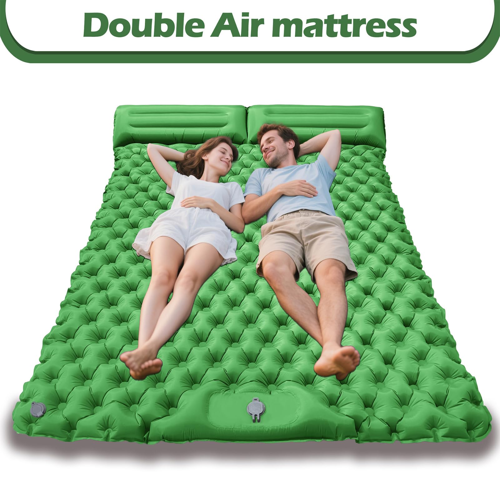 Générique Luftmatte Für Camping - 2-Personen Luftkissenmatratze Mit Kopfkissen - Aufblasbare Wanderausrüstung Für Trekking Reisen Und Abenteuer