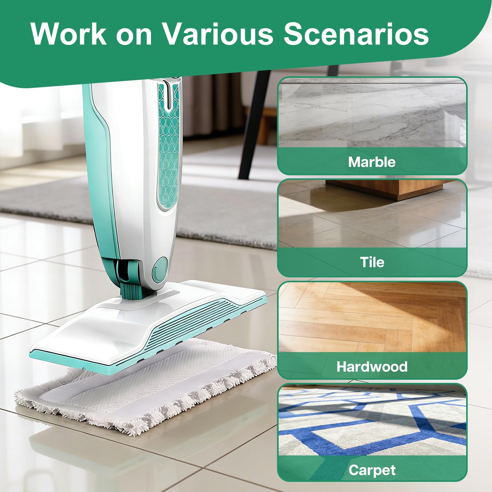 4 Pack Steam Mop Replacement Pads Compatible with Shark Steam Mops S1000/S1000A/S1000C/S1000WM/S1001C, Microfiber Steam Mop Pad, Washable & Reusable Cleaner Pads - 5
