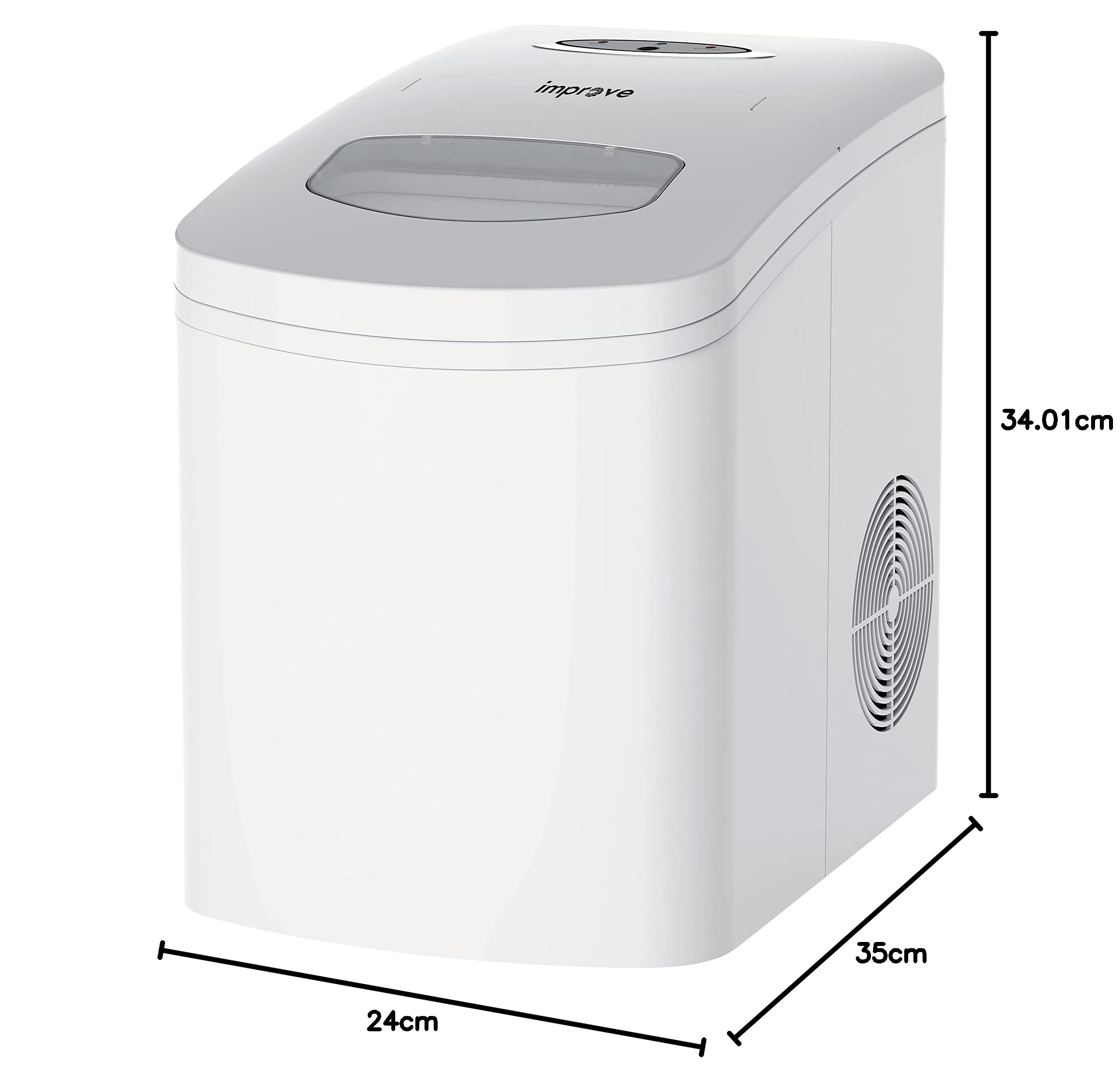 Improve IMPMG18ZB Macchina del ghiaccio 10kg 150W, 9 cubetti di ghiaccio in 9 minuti, Serbatoio acqua 1.7L, Cestello e paletta