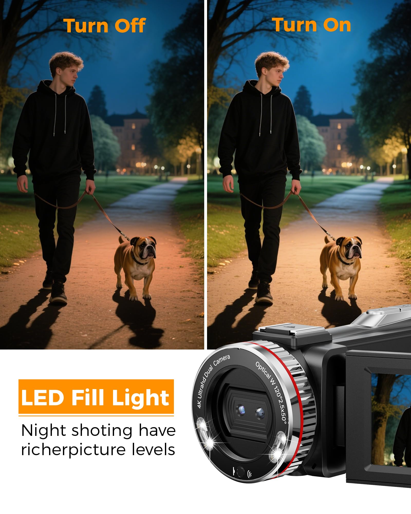 Videocamera 4K 48MP Camcorder per YouTube, 21X Zoom Digitale Videocamere, Schermo Rotante 270° 3" Vlog Camera, Video Camera con Scheda TF da 32 GB, Cavo HDMI, Mic, Telecomando, 2 Batterie