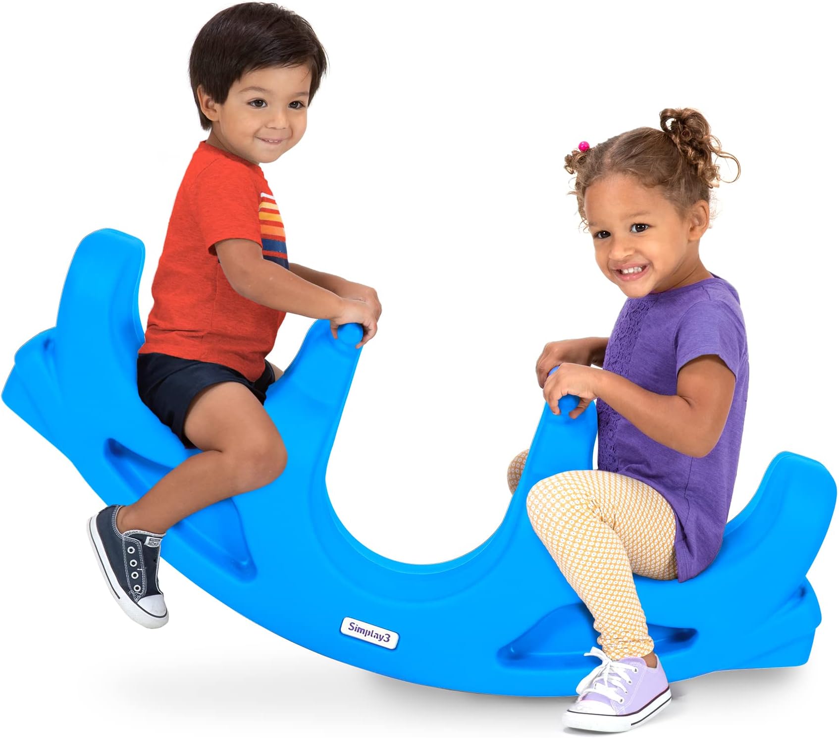 Rock and Roll Teeter Totter Rocker - Swing Fun for Two Toddlers or Kids Ages 18 Months to 5 Years Sapphire, Made in USA
