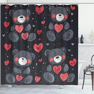 Bear Shower Curtain - Geometric Water Repellent Shower Curtain Set, Machine Washable, Modern Decorative Polyester Cloth Shower Curtains for Bathroom - 72x72