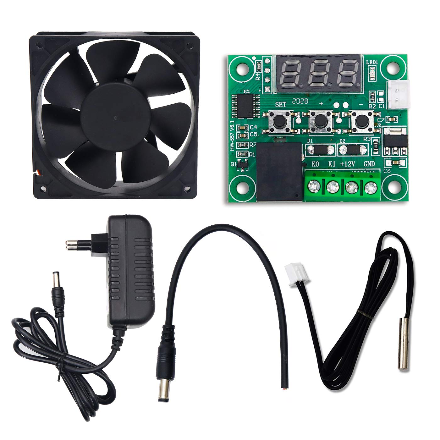 Electronic Spices Combo of W1209 50~100 digital temperature controller thermostat with 3inch fan + 12v 1amp adapter + dc pin (B08RDVKKDN) Amazon Price History, Amazon Price Tracker
