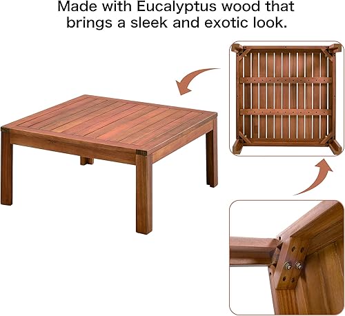 Miniatura 5 de Juego de muebles de patio al aire libre juego de sofá modular de madera de acacia con cojines de asientomesa auxiliar juego de sofá de jardín para