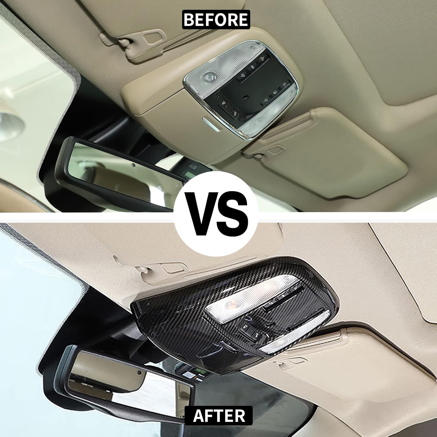 JWWY Roof Reading Light Cover Trim for 2015-2025+ Dodge Charger Durango Interior Accessories (Chrysler 300) ABS Carbon Fiber