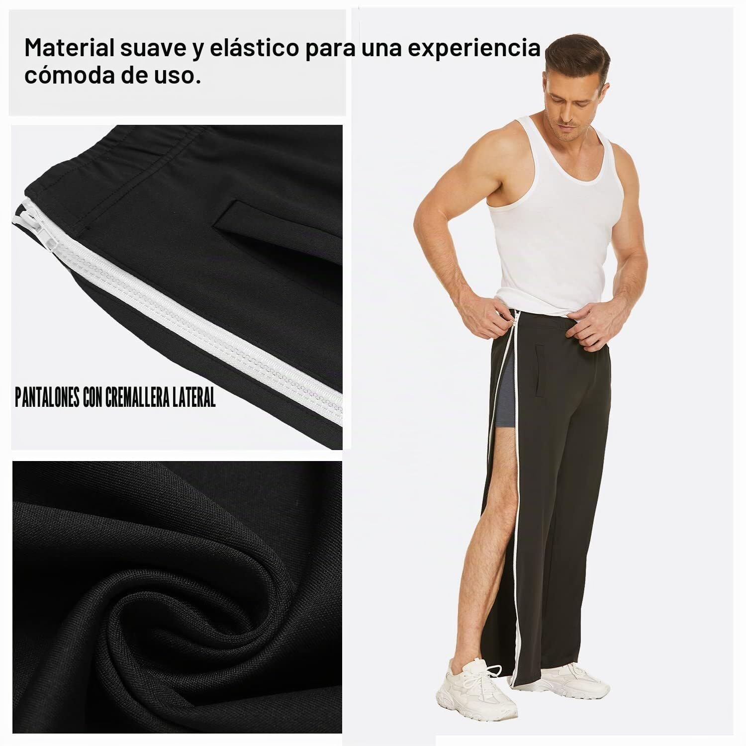 PINSPARK Pantalones de Rehabilitación para Hombre Pantalones de Entrenamiento con Cremallera Completa Pantalones de Jogging Pantalones