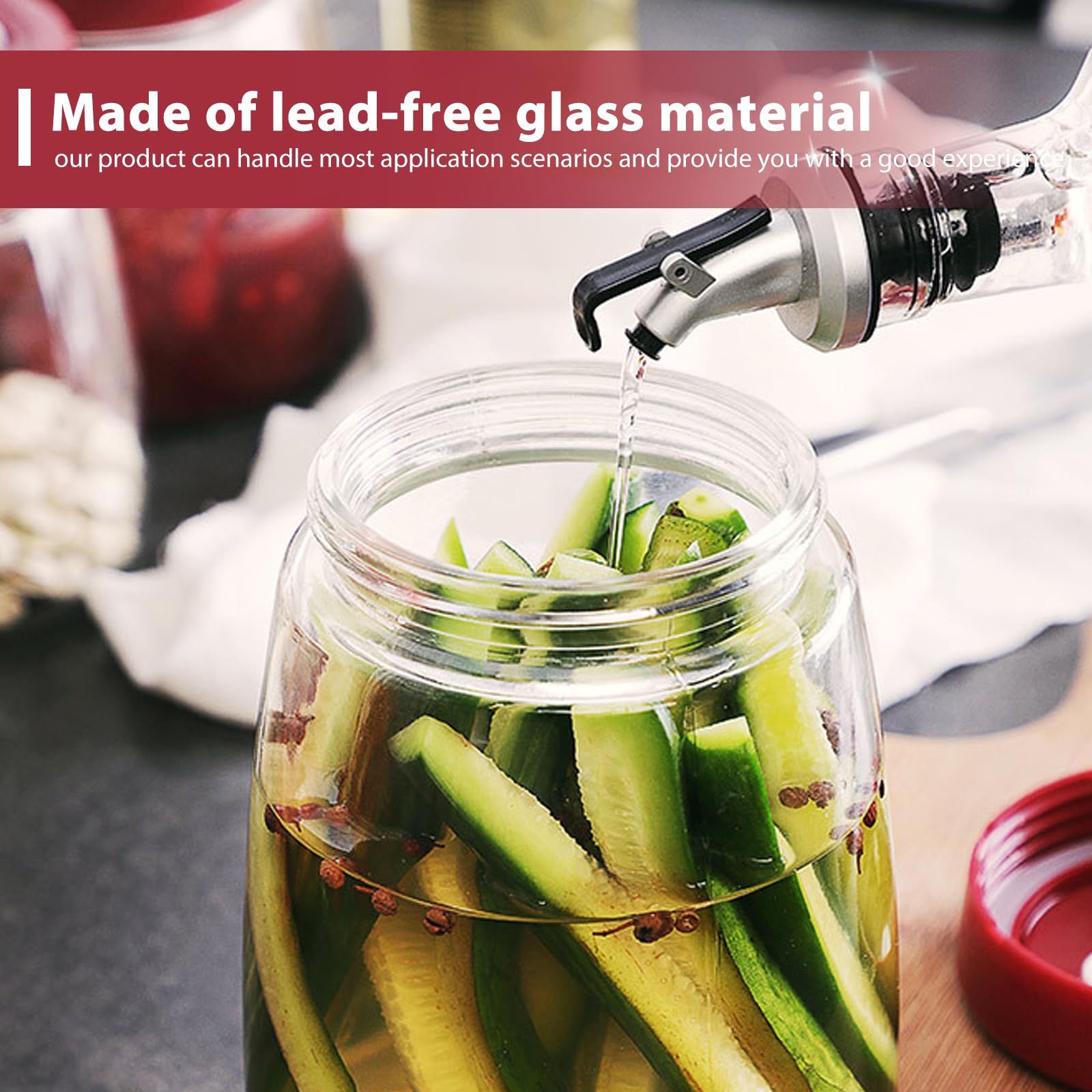 BYZESTY 2pcs Tarro de fermentación 1000ml Frascos de fermentación con válvula de liberación de aire, tarro de fermentación de vidrio frascos de vidrio para hacer pepinillos Kimchi, Chucrut