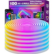 AILBTON Led Neon Rope Lights 100Ft,Flexible,Control with App/Remote,Multiple Modes,IP65 Outdoor RGB Waterproof,Music Sync Gaming Strip Lights for Bedroom Indoor