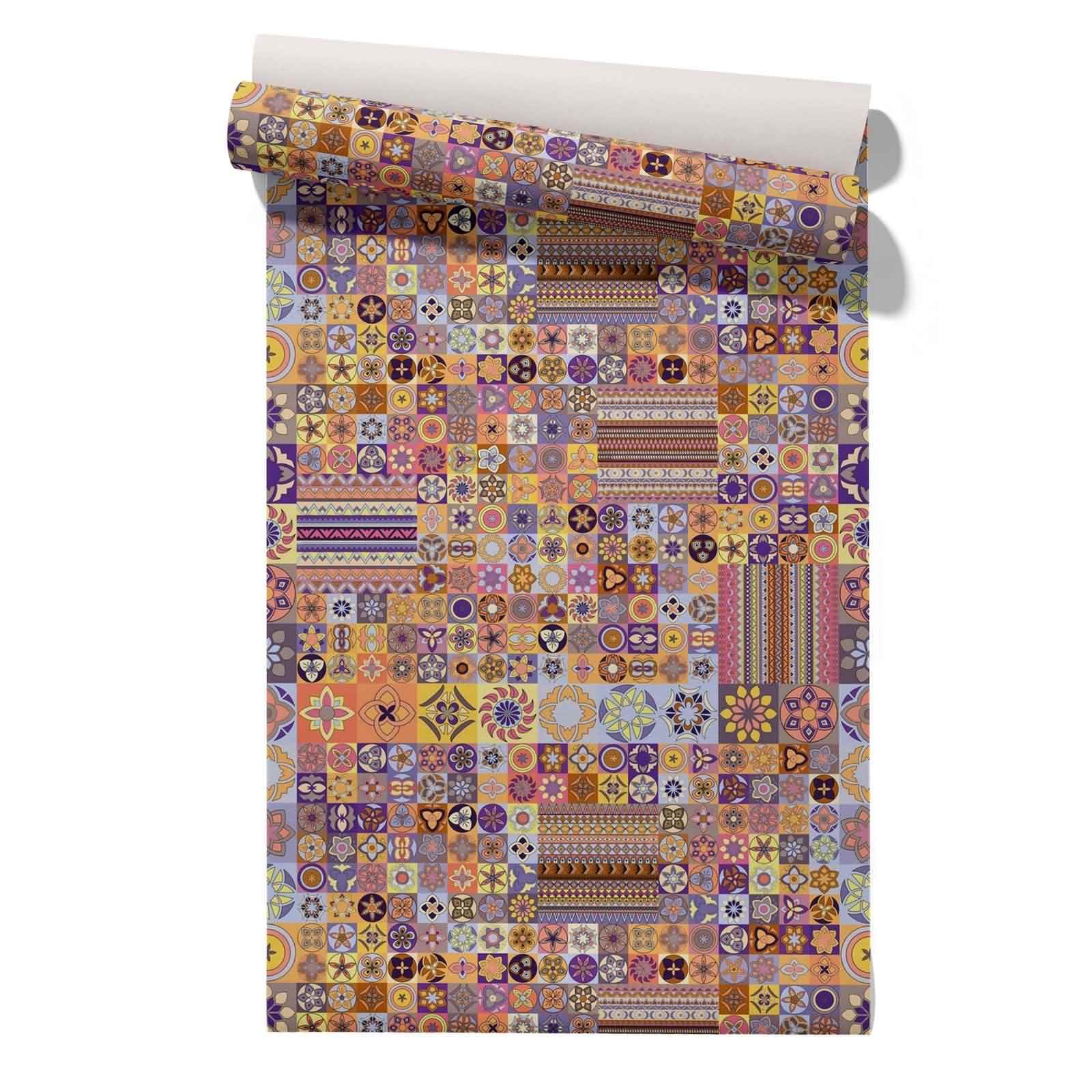 CEVAN Bedroom Wallpaper for Adults Drawer Liner Clothes Mandala Ethnic Retro Neutral Vinyl Rubber Covering Waterproof Wall Covering Contact Paper 45x300cm