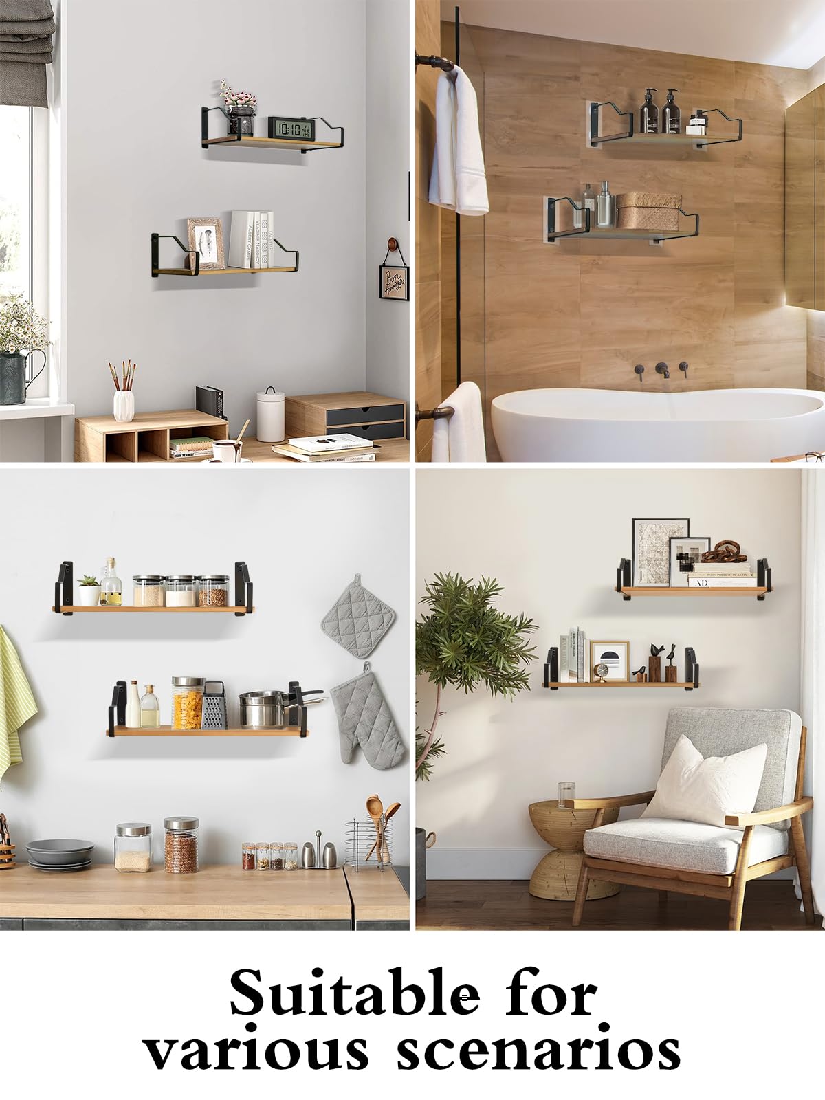 Set van 8 Houten Kinderhaakjes voor de Muur, Zelfklevend en Zonder