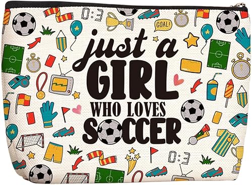 Bolsa de maquillaje de fútbol, regalos de fútbol, artículos de fútbol, regalos de amistad de cumpleaños para mujeres, Multicolor418