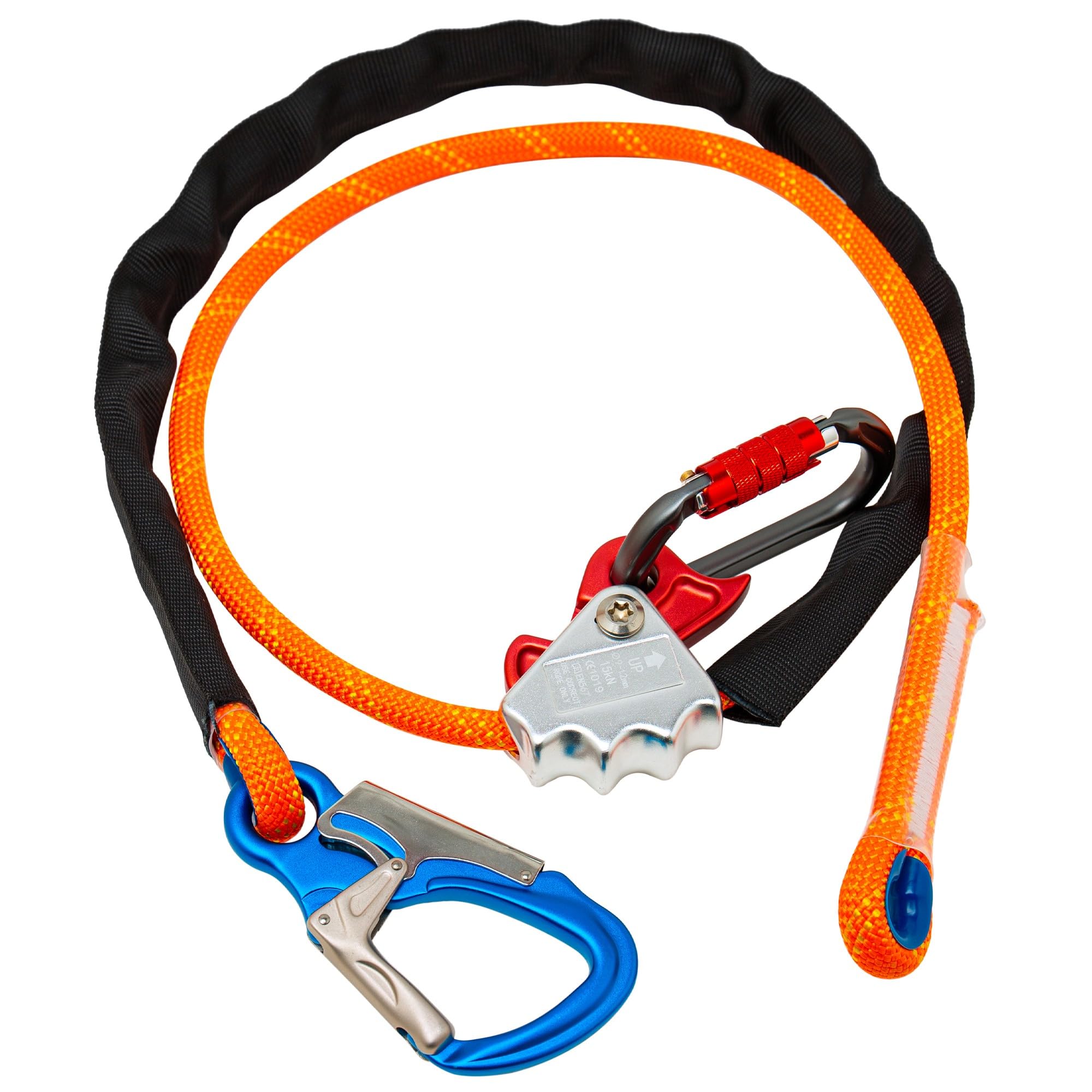Lanyard de sécurité d'escalade,3m,Matériel en alliage d'aluminium,Corde de protection contre la chute avec couverture protectrice tissée,Tailler les arbres,Construction à haute altitude,EN358, CE