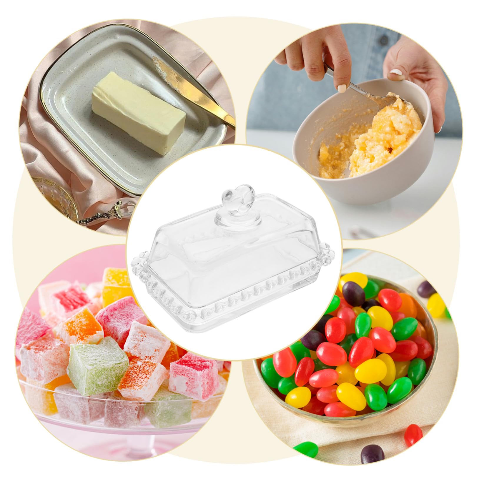 GALPADA Beurrier En Verre Transparent Avec Couvercle Plat à Beurre Verre Réutilisable Usage Domestique Préservation Des Aliments