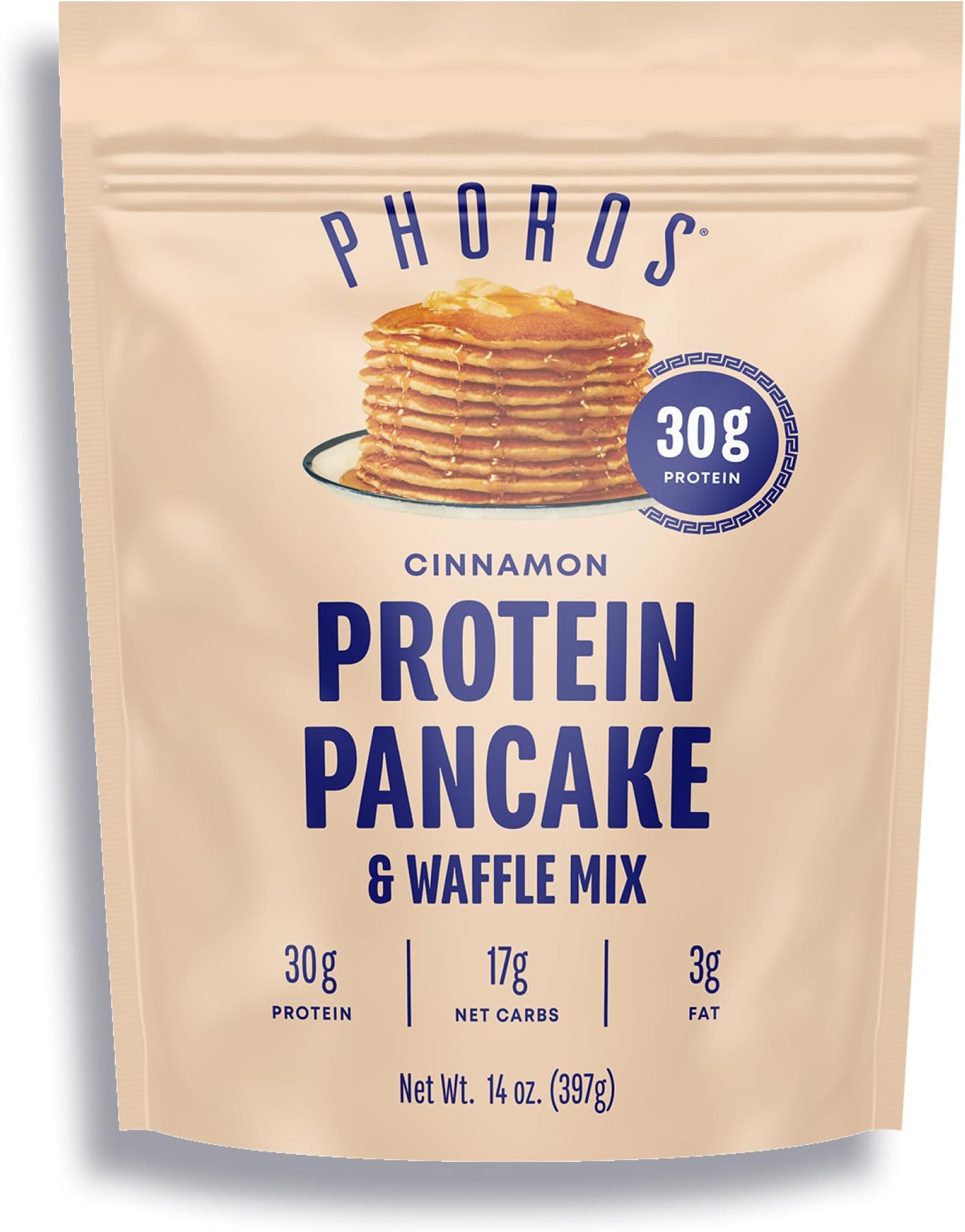 Phoros Nutrition Protein Pancake Mix & Protein Waffle Mix , 30g of Protein, Low Carb, High Protein, Keto-Friendly, Whey Protein, Whole Wheat Pancakes, Just Add Water (Cinnamon)