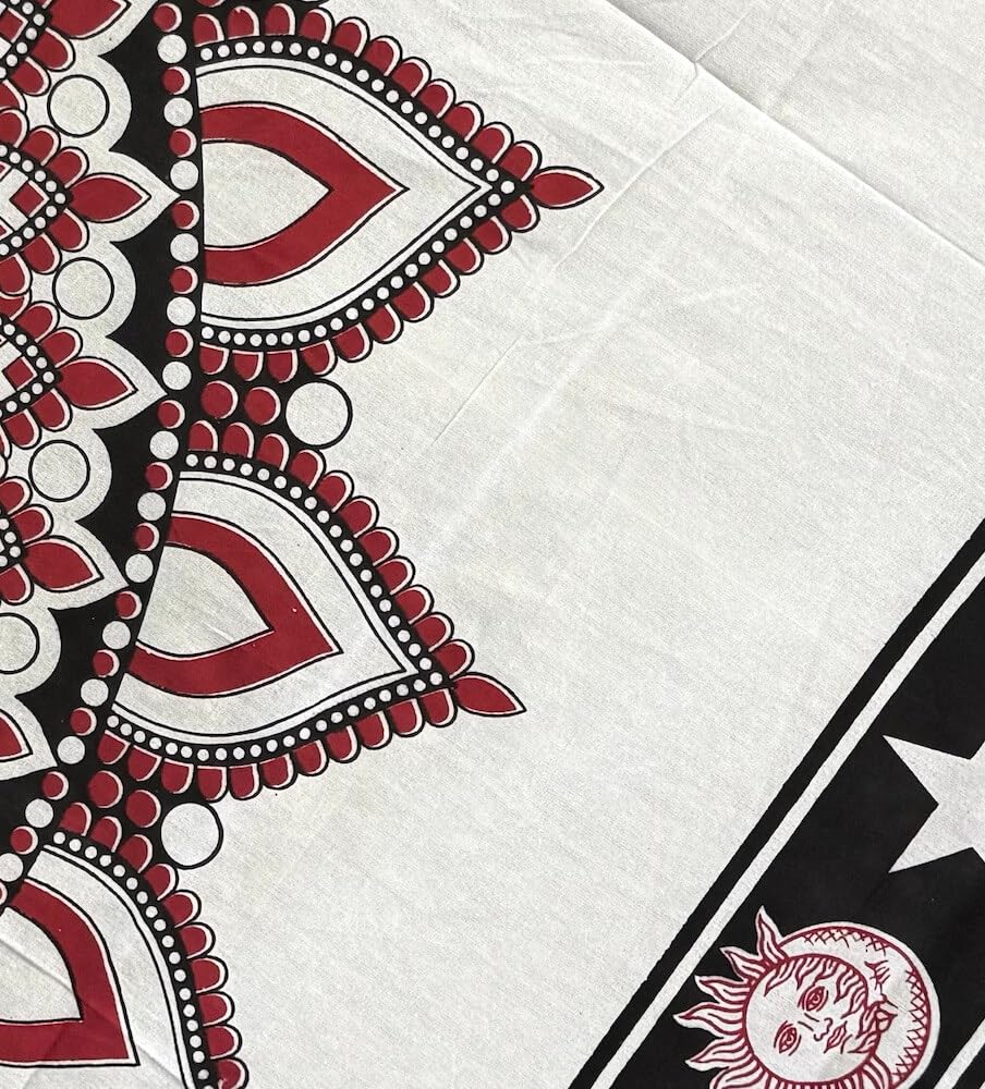 Copridivano Sole Luna 210x240cm - Telo Mare 100% Cotone, Etnico, Multiuso, Blu