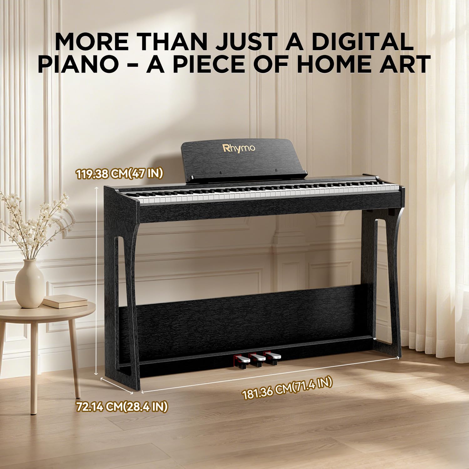 Rhymo Tastiera ponderata a 88 tasti, pianoforte digitale con altoparlanti, pianoforte digitale verticale in legno, tastiera elettronica con supporto per mobili, adatta per principianti