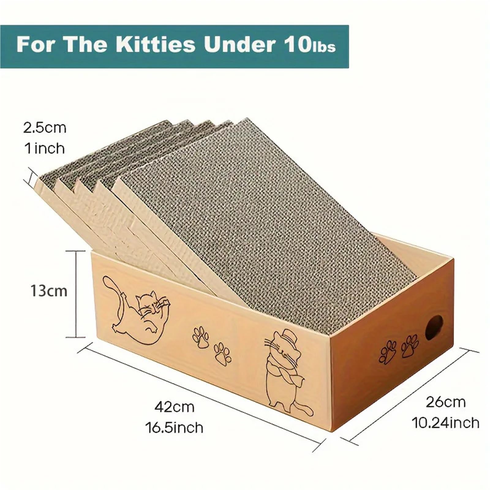 5-piece Double-Sided Corrugated Cardboard Cat Scratcher - Durable, Non-Shedding Rectangular Scratching Bed
