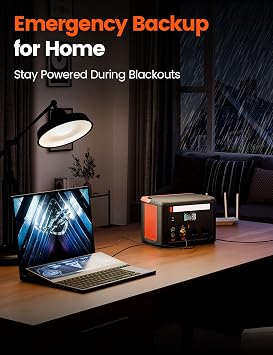 Portable Power Station 600W (1200W Surge), 299Wh Small Lightweight Portable Power for Camping & Spring Outdoor Use, Battery Backup Safe for Indoor Blackouts, 2 AC Outlet, 140W USB-C Fast Charging