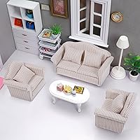 Vista 7 de Toddmomy 1 12 Escala Muebles de Casa de Muñecas 3pcs Sofá Miniatura Casa de Muñecas Salón de Juguetes Dormitorio Decoración Accesorios