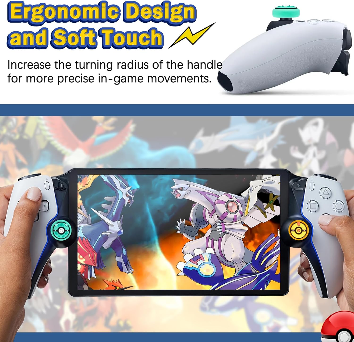 DLseego Thumb Grips Caps for PlayStation Portal, Full Protection Anti-Slip & Anti-Scratch Anti-Fingerprint Protective Cartoon Button Cover 4 Thumb Stick Caps for PlayStation Portal Remote Player Poke