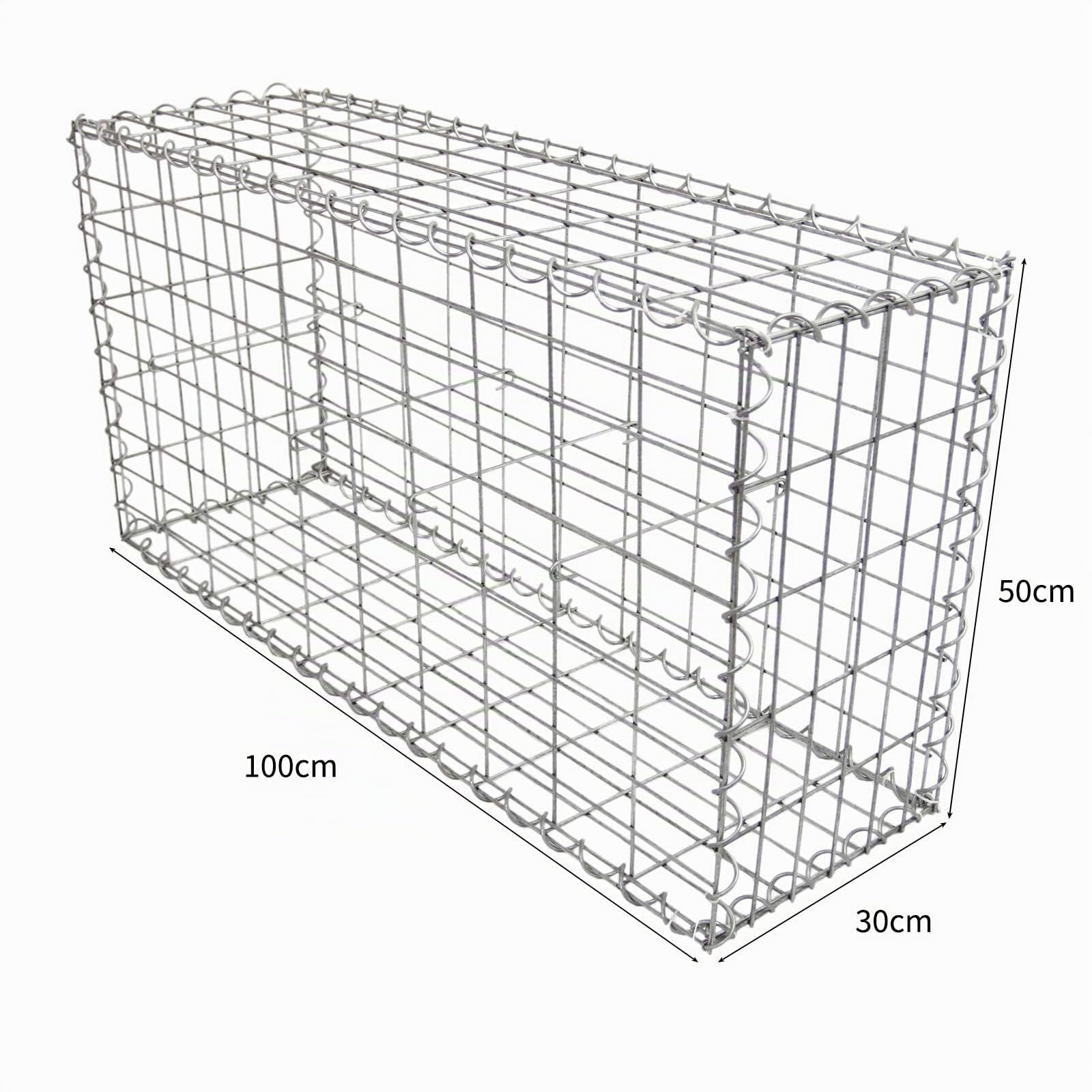 6 Cestas de Gaviones Metálicos 100x50x30cm para Paisajismo Decoración Jardín Exterior Gaviones Resistentes a la Intemperie y Corrosión con Par de Guantes Protectores 180 Conectores + 24 Ganchos GRATIS