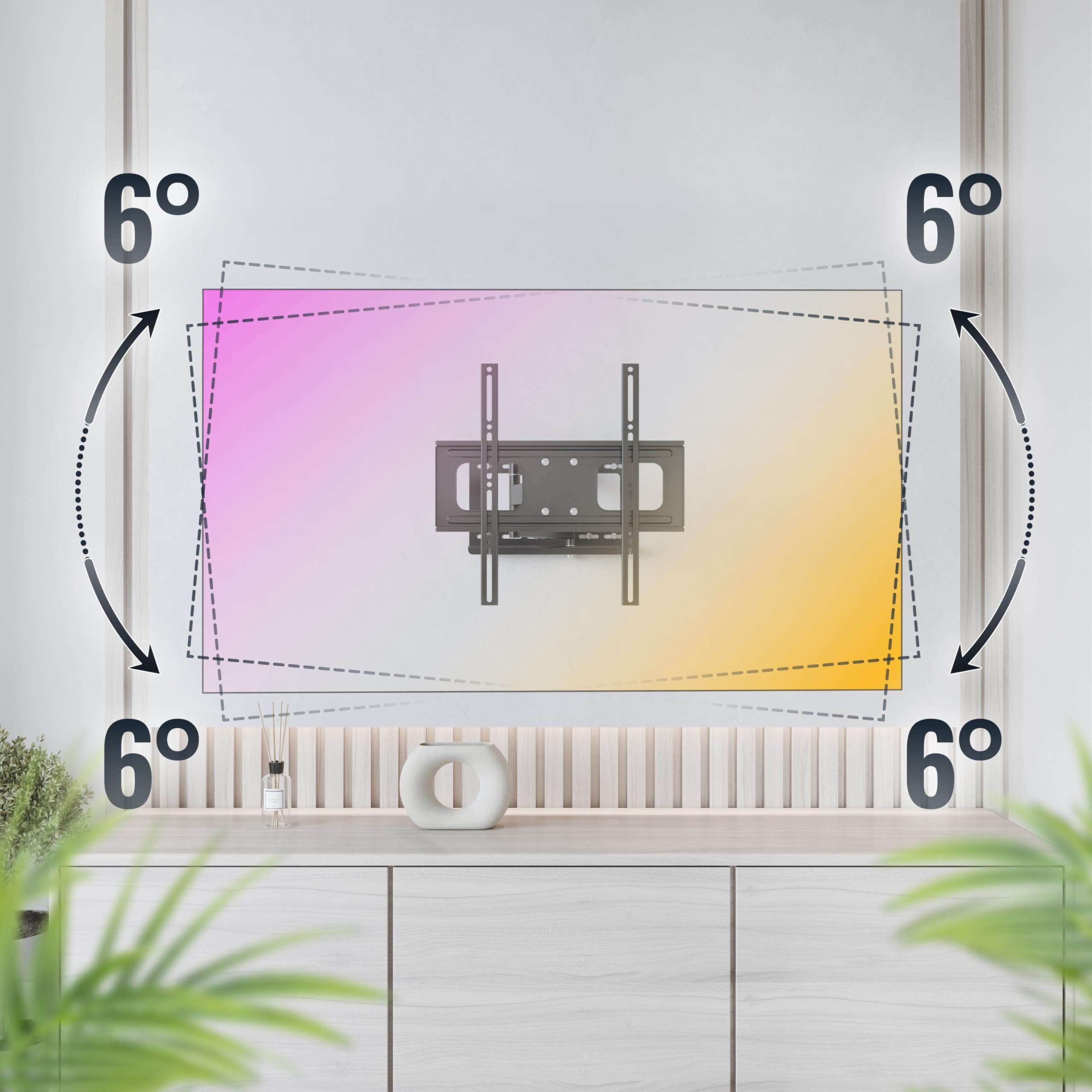RICOO Soporte TV Pared Giratorio Inclinable Televisión 32-60" (81-152cm) S2544 Brazo Universal Televisor LED LCD Curvo VESA 200x200-400x400