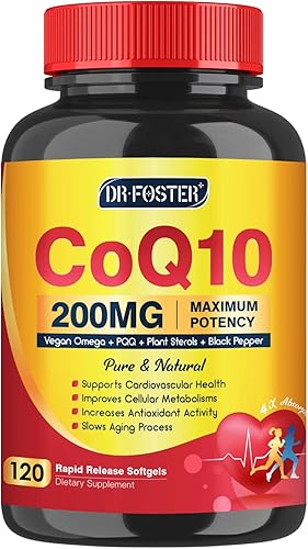 Cápsulas blandas CoQ10 de 200 mg con vitamina E y Omega 3-6 -9 y PQQ - Coenzima de alta absorción Q10 con bioperina | Máximo antioxidante | Soporte