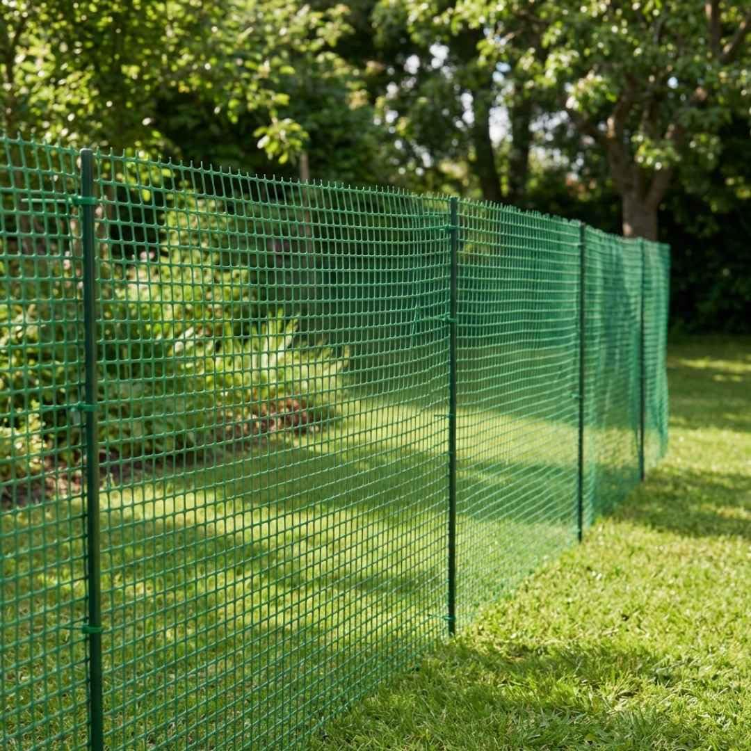 Florade® Kunststoffzaun | Gartenzaun | Geflügelzaun | Gartenzaun Kunststoff | Hundezaun | Robust & witterungsbeständig | Vielseitig einsetzbar | Schwarze Farbe | Quadratförmige Maschen | 270g/m²