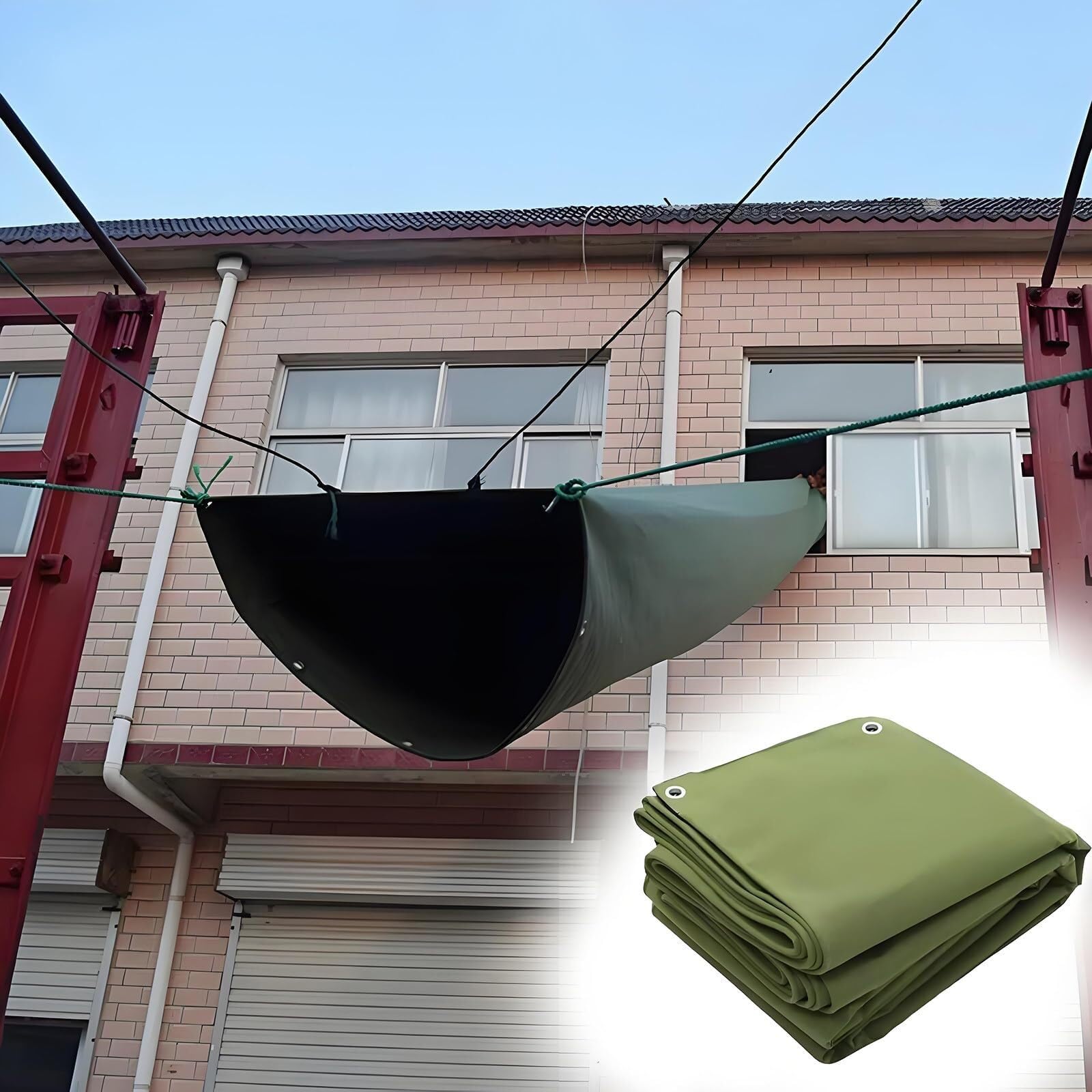 Tymczasowy zsyp budowlany, Zsyp na gruz budowlany 2mx6-30m, pojemność 55 funtów(Green,2x25m)